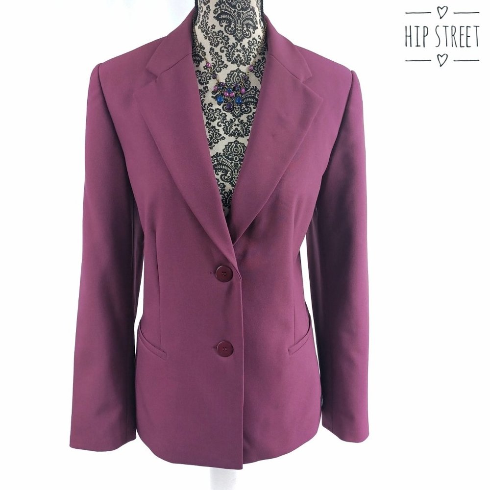 LIZ BAKER 2 Button Poly Crepe Blazer Jacket 10